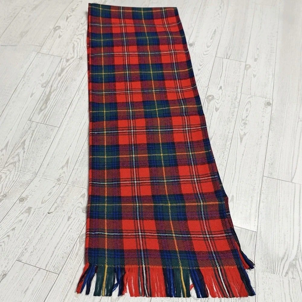 Vintage Pendleton 100% Virgin Wool Plaid Scarf Red Tartan USA Made Excellent